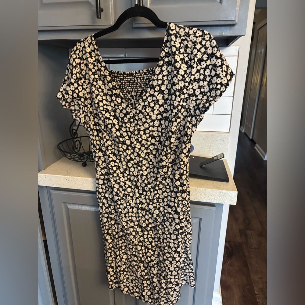 Floral Black and White Dress